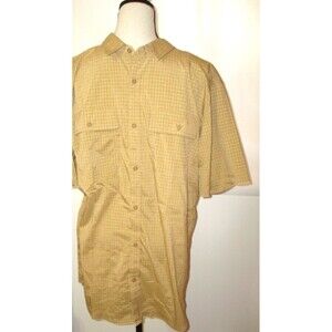 New Mens LT L Tall Prana Recycled UV Embark Brown Light SS Button Shirt NWT SS